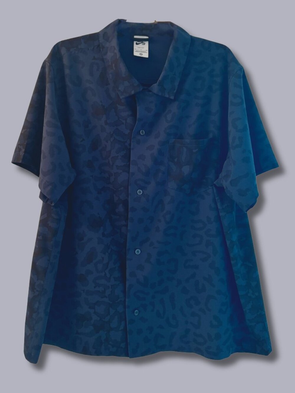 Nike SB Dri-FIT Shirt Mens XL Blue Camo Button Down Skate Streetwear